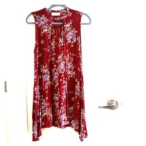 BACIO RED FLORAL KEYHOLE DRESS